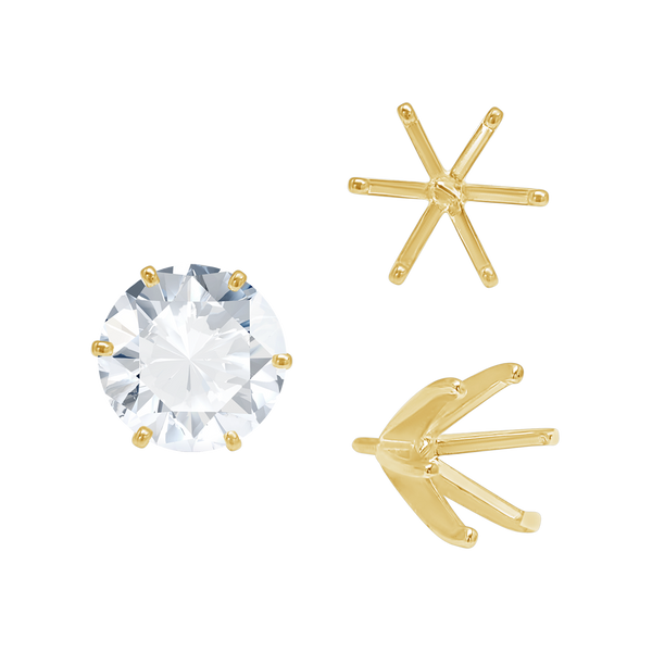 ITI NYC Six Prong Round Light and Low Tiffany Settings With Peg in 14K Gold (Casting) (2.50 mm - 11.00 mm)