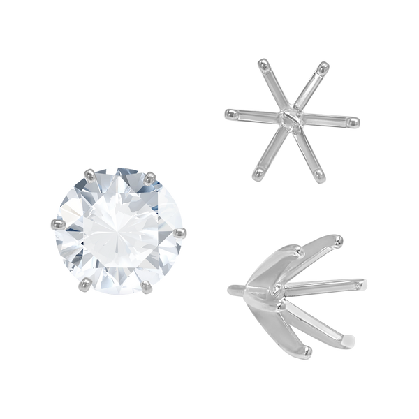 ITI NYC Six Prong Round Light and Low Tiffany Settings With Peg in 14K Gold (Casting) (2.50 mm - 11.00 mm)