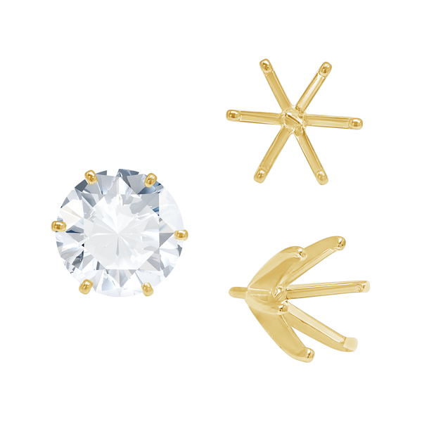 ITI NYC Six Prong Round Light and Low Tiffany Settings With Peg in 14K Gold (Casting) (2.50 mm - 11.00 mm)