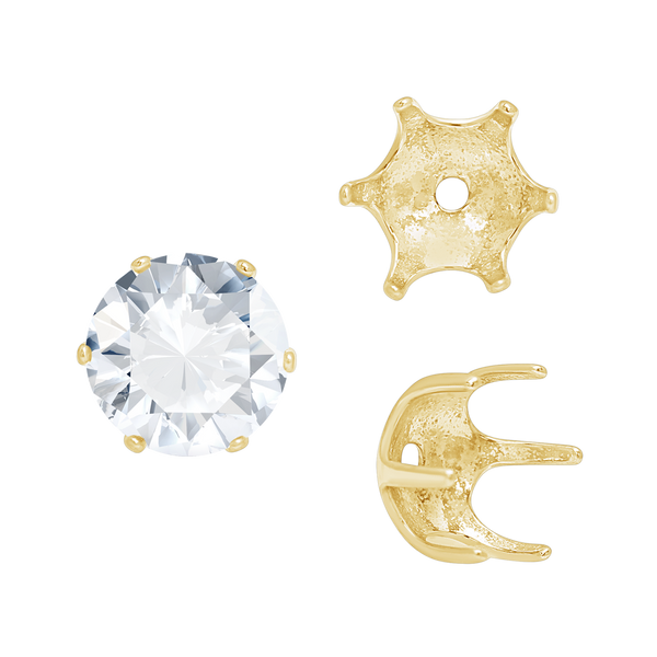 ITI NYC Six Prong Round Pearl Cup Settings in 14K Gold (3.00 mm - 10.00 mm)