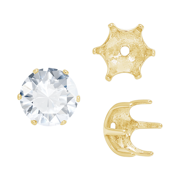 ITI NYC Six Prong Round Pearl Cup Settings in 14K Gold (3.00 mm - 10.00 mm)