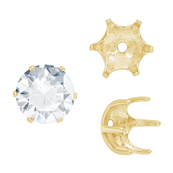 ITI NYC Six Prong Round Pearl Cup Settings in 14K Gold (3.00 mm - 10.00 mm)
