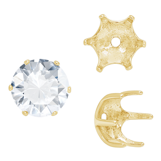 ITI NYC Six Prong Round Pearl Cup Settings in 14K Gold (3.00 mm - 10.00 mm)