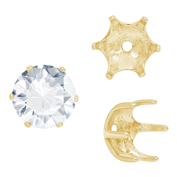 ITI NYC Six Prong Round Pearl Cup Settings in 14K Gold (3.00 mm - 10.00 mm)