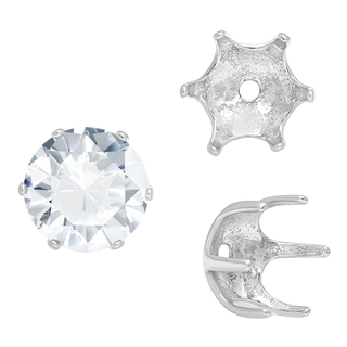 ITI NYC Six Prong Round Pearl Cup Settings in Sterling Silver (3.00 mm - 10.00 mm)