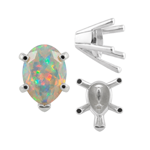 ITI NYC V-End Pear Shape Solitaire Settings in Sterling Silver (5.00 x 3.00 mm - 15.00 x 9.00 mm)