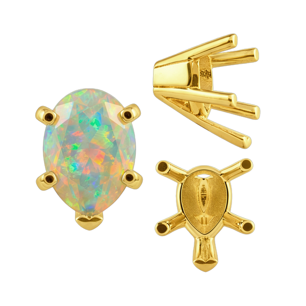 ITI NYC V-End Pear Shape Solitaire Settings in 14K Gold (5.00 x 3.00 mm - 15.00 x 9.00 mm)