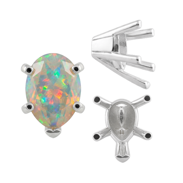 ITI NYC V-End Pear Shape Solitaire Settings in Sterling Silver (5.00 x 3.00 mm - 15.00 x 9.00 mm)
