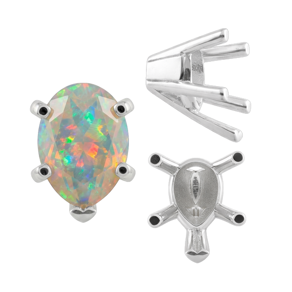 ITI NYC V-End Pear Shape Solitaire Settings in Sterling Silver (5.00 x 3.00 mm - 15.00 x 9.00 mm)