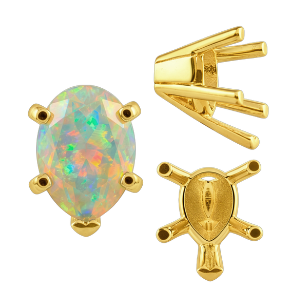 ITI NYC V-End Pear Shape Solitaire Settings in 14K Gold (5.00 x 3.00 mm - 15.00 x 9.00 mm)