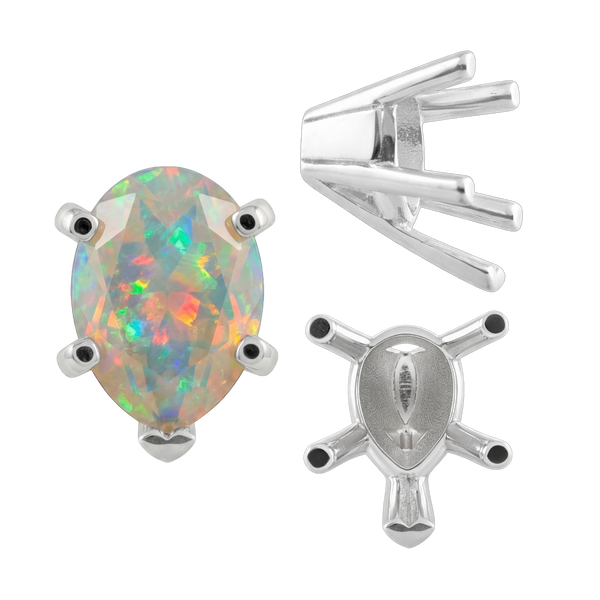 ITI NYC V-End Pear Shape Solitaire Settings in Sterling Silver (5.00 x 3.00 mm - 15.00 x 9.00 mm)