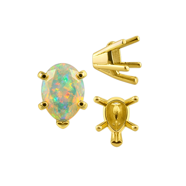 ITI NYC V-End Pear Shape Solitaire Settings in 14K Gold (5.00 x 3.00 mm - 15.00 x 9.00 mm)