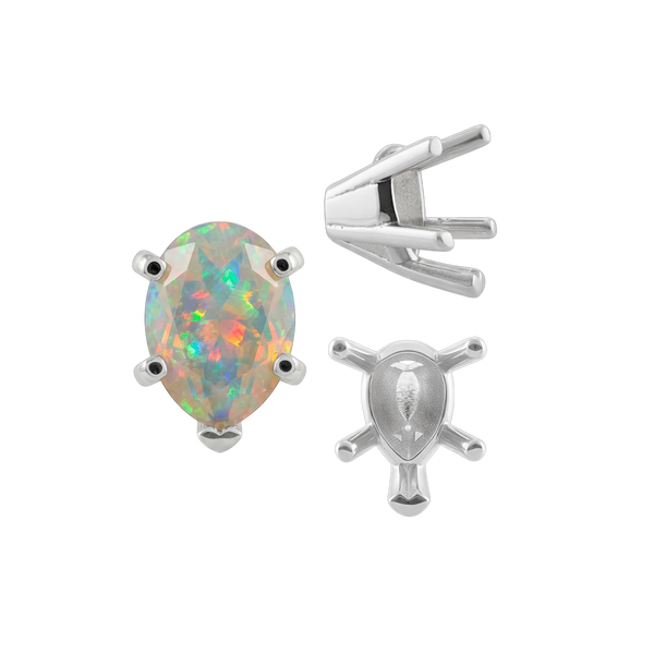 ITI NYC V-End Pear Shape Solitaire Settings in Sterling Silver (5.00 x 3.00 mm - 15.00 x 9.00 mm)