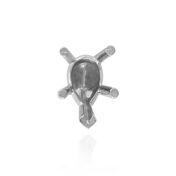 ITI NYC V-End Pear Shape Solitaire Settings in Sterling Silver (5.00 x 3.00 mm - 15.00 x 9.00 mm)