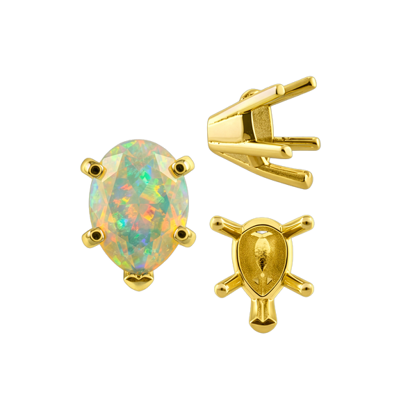 ITI NYC V-End Pear Shape Solitaire Settings in 14K Gold (5.00 x 3.00 mm - 15.00 x 9.00 mm)