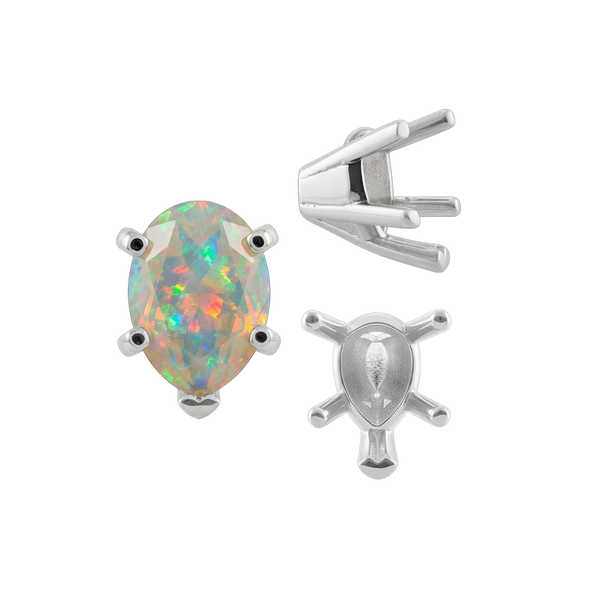 ITI NYC V-End Pear Shape Solitaire Settings in Sterling Silver (5.00 x 3.00 mm - 15.00 x 9.00 mm)