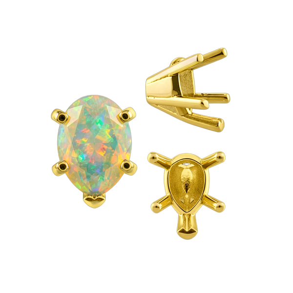ITI NYC V-End Pear Shape Solitaire Settings in 14K Gold (5.00 x 3.00 mm - 15.00 x 9.00 mm)
