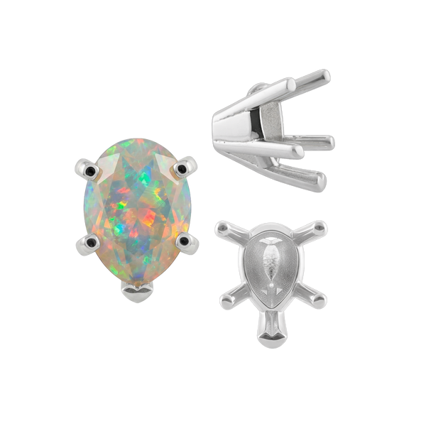 ITI NYC V-End Pear Shape Solitaire Settings in Sterling Silver (5.00 x 3.00 mm - 15.00 x 9.00 mm)