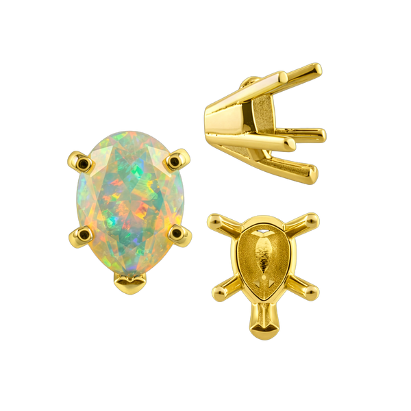 ITI NYC V-End Pear Shape Solitaire Settings in 14K Gold (5.00 x 3.00 mm - 15.00 x 9.00 mm)