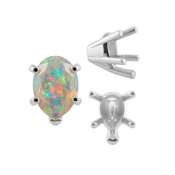 ITI NYC V-End Pear Shape Solitaire Settings in Sterling Silver (5.00 x 3.00 mm - 15.00 x 9.00 mm)