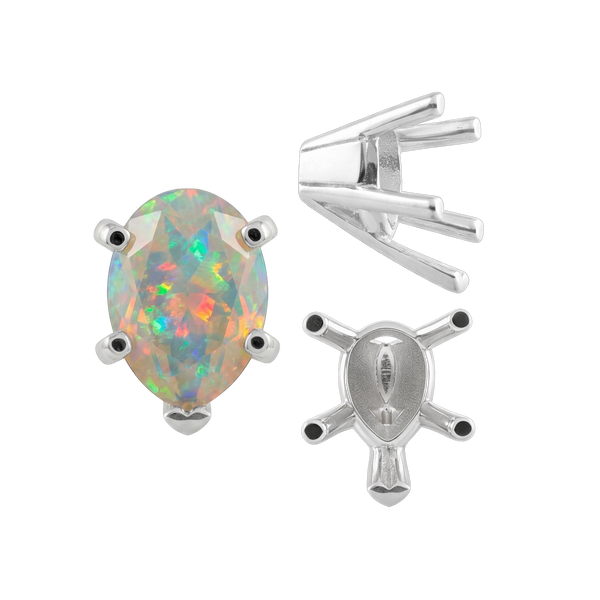 ITI NYC V-End Pear Shape Solitaire Settings in Sterling Silver (5.00 x 3.00 mm - 15.00 x 9.00 mm)