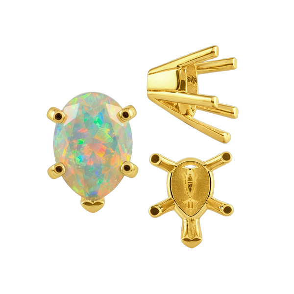 ITI NYC V-End Pear Shape Solitaire Settings in 14K Gold (5.00 x 3.00 mm - 15.00 x 9.00 mm)