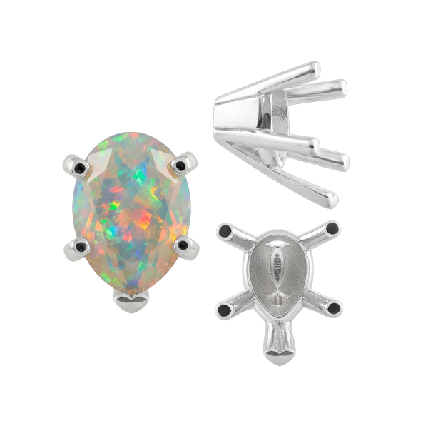 ITI NYC V-End Pear Shape Solitaire Settings in Sterling Silver (5.00 x 3.00 mm - 15.00 x 9.00 mm)