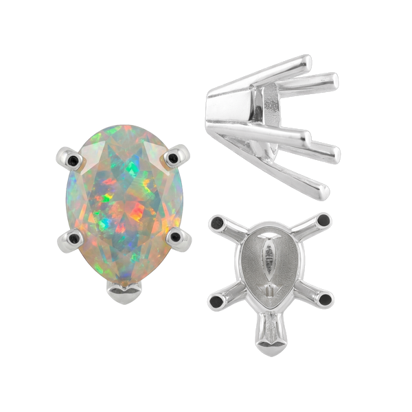 ITI NYC V-End Pear Shape Solitaire Settings in Sterling Silver (5.00 x 3.00 mm - 15.00 x 9.00 mm)