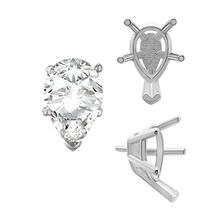 Load image into Gallery viewer, V-End Pear Shape Solitaire Settings With Peg in  Sterling Silver (5.00 x 3.00 mm - 12.00 x 8.00 mm)
