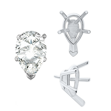 Load image into Gallery viewer, V-End Pear Shape Solitaire Settings With Peg in  Sterling Silver (0.20 ct - 2.5 ct)
