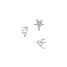 Load image into Gallery viewer, V-End Pear Shape Solitaire Settings With Peg in  Sterling Silver (5.00 x 3.00 mm - 12.00 x 8.00 mm)
