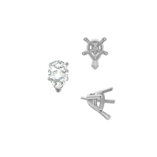 Load image into Gallery viewer, V-End Pear Shape Solitaire Settings With Peg in  Sterling Silver (5.00 x 3.00 mm - 12.00 x 8.00 mm)
