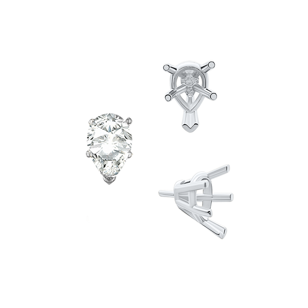 ITI NYC V-End Pear Shape Solitaire Settings With Peg in  Sterling Silver (5.00 x 3.00 mm - 12.00 x 8.00 mm)