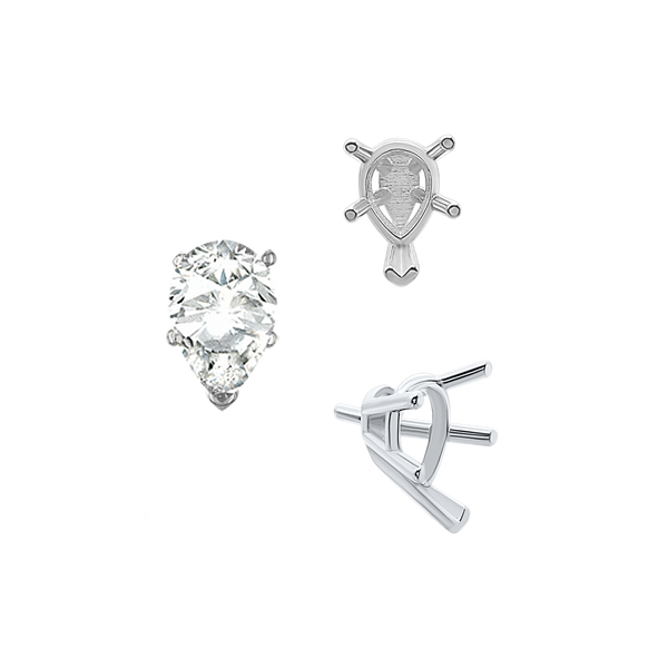 ITI NYC V-End Pear Shape Solitaire Settings With Peg in  Sterling Silver (5.00 x 3.00 mm - 12.00 x 8.00 mm)