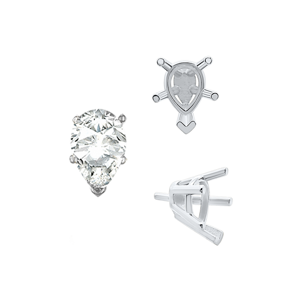 ITI NYC V-End Pear Shape Solitaire Settings With Peg in  Sterling Silver (5.00 x 3.00 mm - 12.00 x 8.00 mm)