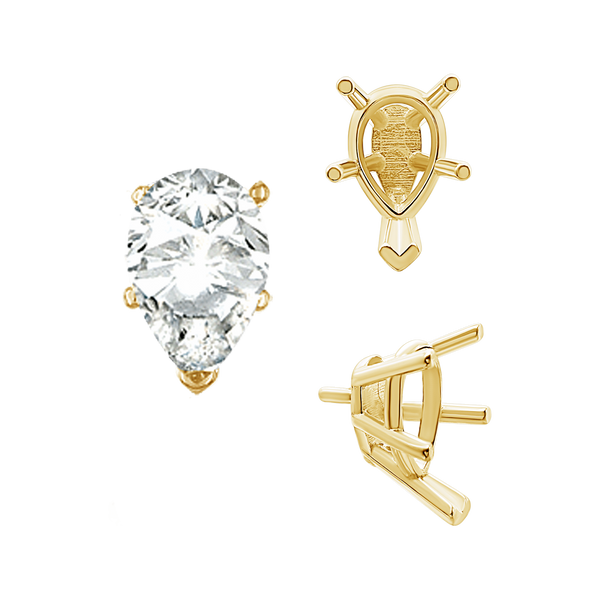 ITI NYC V-End Pear Shape Solitaire Settings With Peg in 14K Gold (5.00 x 3.00 mm - 12.00 x 8.00 mm)