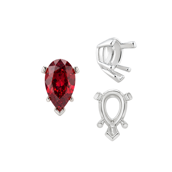 ITI NYC V-End Pear Shape Heavy Tapered Settings in Sterling Silver (6.00 x 4.00 mm - 15.00 x 9.00 mm)