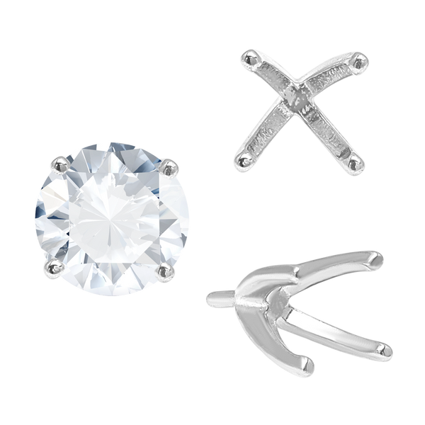 ITI NYC Four Prong Round High Tiffany Settings With Peg in Sterling Silver (Casting) (3.50 mm - 11.75 mm)