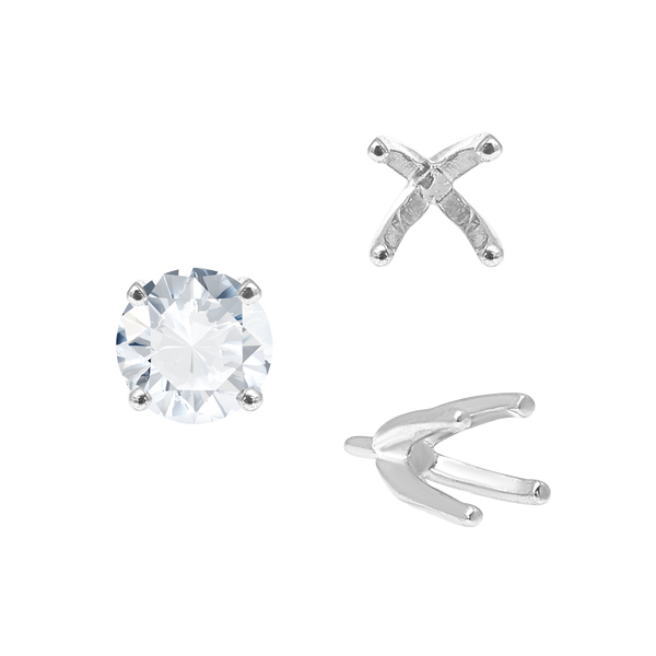 ITI NYC Four Prong Round High Tiffany Settings With Peg in Sterling Silver (Casting) (3.50 mm - 11.75 mm)