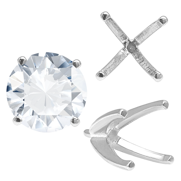 ITI NYC Four Prong Round High Tiffany Settings With Peg in Sterling Silver (Casting) (3.50 mm - 11.75 mm)