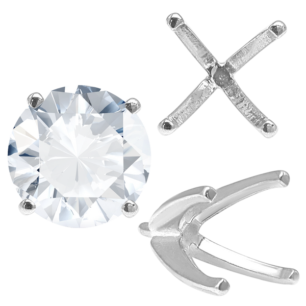 ITI NYC Four Prong Round High Tiffany Settings With Peg in Sterling Silver (Casting) (3.50 mm - 11.75 mm)