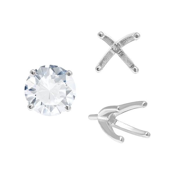 ITI NYC Four Prong Round High Tiffany Settings With Peg in Sterling Silver (Casting) (3.50 mm - 11.75 mm)
