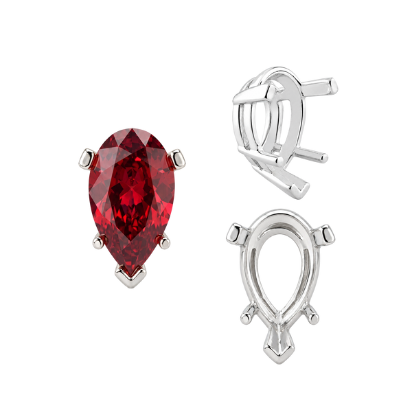 ITI NYC V-End Pear Shape Heavy Tapered Settings in Sterling Silver (6.00 x 4.00 mm - 15.00 x 9.00 mm)