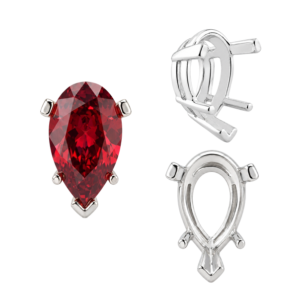ITI NYC V-End Pear Shape Heavy Tapered Settings in Sterling Silver (6.00 x 4.00 mm - 15.00 x 9.00 mm)