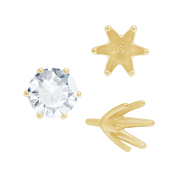 ITI NYC Six Prong Round High Tiffany Settings With Peg in 14K Gold (Casting) (3.50 mm - 11.00 mm)