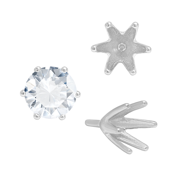 ITI NYC Six Prong Round High Tiffany Settings With Peg in 14K Gold (Casting) (3.50 mm - 11.00 mm)