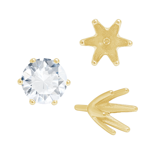 ITI NYC Six Prong Round High Tiffany Settings With Peg in 14K Gold (Casting) (3.50 mm - 11.00 mm)