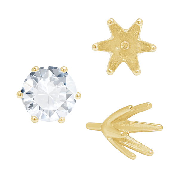 ITI NYC Six Prong Round High Tiffany Settings With Peg in 14K Gold (Casting) (3.50 mm - 11.00 mm)