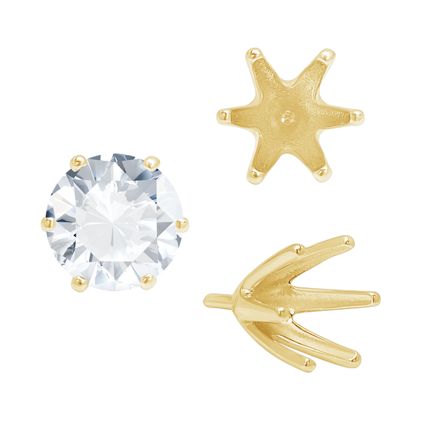 ITI NYC Six Prong Round High Tiffany Settings With Peg in 14K Gold (Casting) (3.50 mm - 11.00 mm)