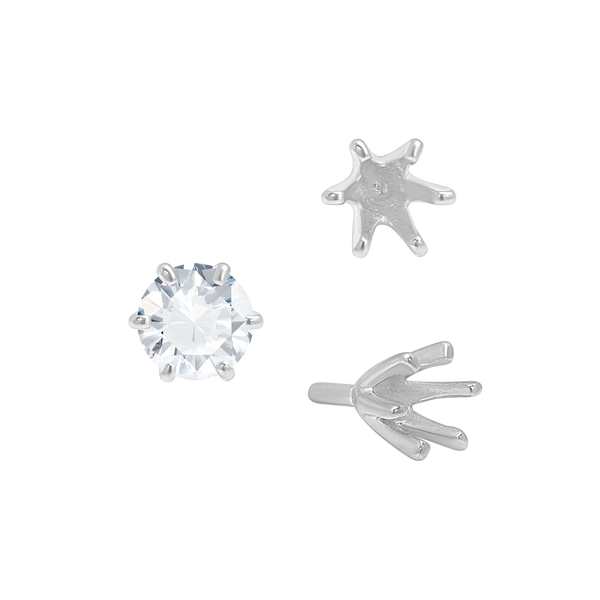ITI NYC Six Prong Round High Tiffany Settings With Peg in 14K Gold (Casting) (3.50 mm - 11.00 mm)